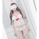 Strawberry Polkadot Lingerie Set with Ruffles and Garter Belts - Cosparty