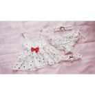 Strawberry Polkadot Lingerie Set with Ruffles and Garter Belts - lingerie