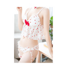 Strawberry Polkadot Lingerie Set with Ruffles and Garter Belts - Cosparty