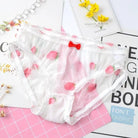 Strawberry Print Lace Trim Underwear with Bow Design - underwear