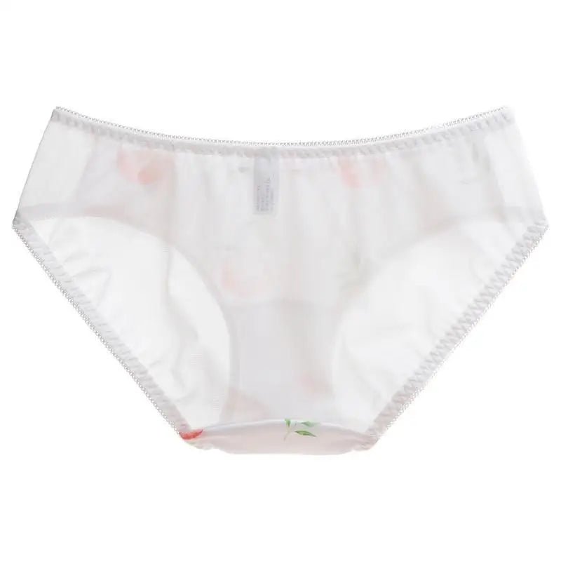 Strawberry Print Lace Trim Underwear with Bow Design - Cosparty