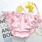 Strawberry Print Lace Trim Underwear with Bow Design - underwear