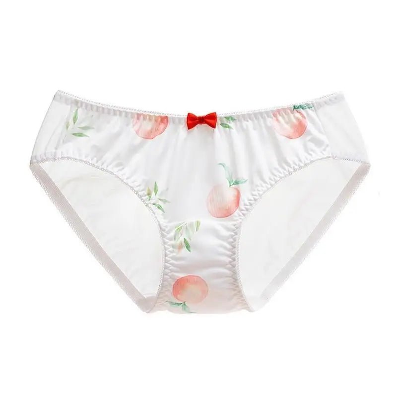 Strawberry Print Lace Trim Underwear with Bow Design - Cosparty