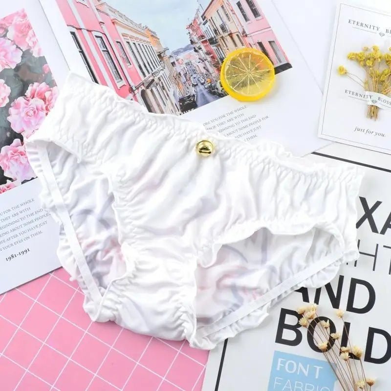 Strawberry Print Lace Trim Underwear with Bow Design - Cosparty