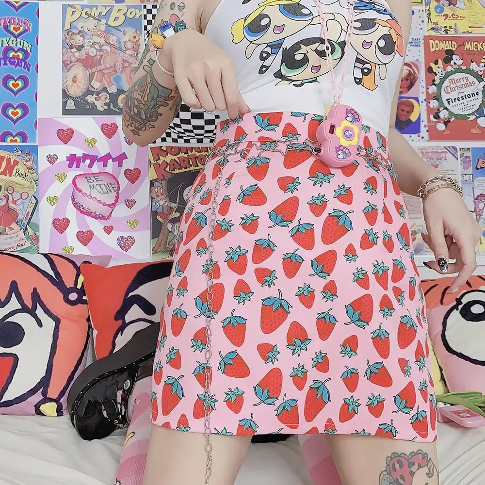 Strawberry Print Pencil Skirt for a Fun, Stylish Look - Cosparty