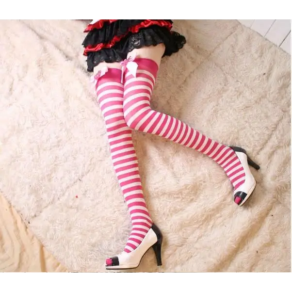 Strawberry Striped Over-the-Knee Stockings in Multiple Colors - stockings