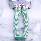 Strawberry Striped Over - the - Knee Stockings in Multiple Colors - Cosparty