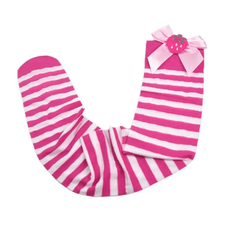Strawberry Striped Over - the - Knee Stockings in Multiple Colors - Cosparty