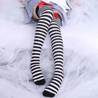 Strawberry Striped Over-the-Knee Stockings in Multiple Colors - Black - stockings