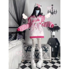 Striped eGirl Knit Hoodie for Anime and Kawaii Fashion Lovers - sweater