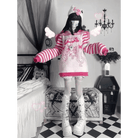 Striped eGirl Knit Hoodie for Anime and Kawaii Fashion Lovers - Cosparty