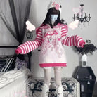 Striped eGirl Knit Hoodie for Anime and Kawaii Fashion Lovers - Cosparty