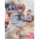 Striped eGirl Knit Hoodie for Anime and Kawaii Fashion Lovers - Cosparty