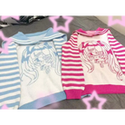 Striped eGirl Knit Hoodie for Anime and Kawaii Fashion Lovers - sweater