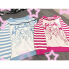 Striped eGirl Knit Hoodie for Anime and Kawaii Fashion Lovers - Cosparty