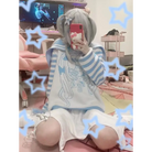 Striped eGirl Knit Hoodie for Anime and Kawaii Fashion Lovers - sweater