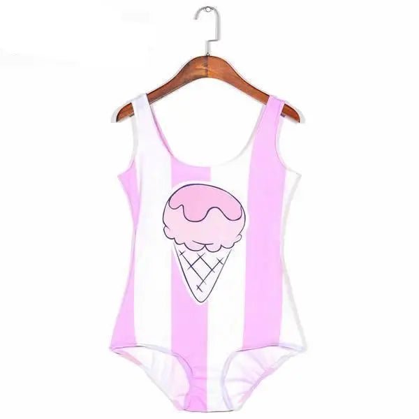 Striped Ice Cream Adult Onesie for Kawaii Fashion and Pool Lounging - Cosparty