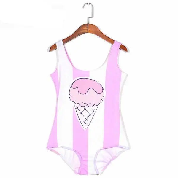 Striped Ice Cream Adult Onesie for Kawaii Fashion and Pool Lounging - onesie