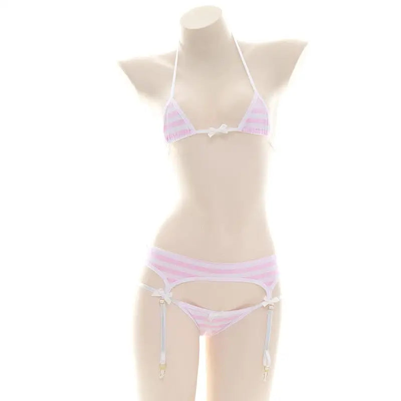 Striped Micro Vixen Lingerie Set Inspired by Hatsune Miku - Pink - lingerie set