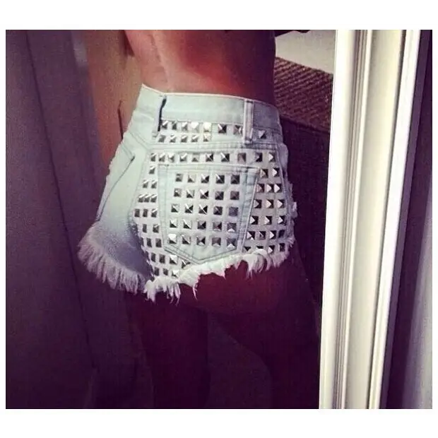 Studded Distressed Jean Shorts for an Edgy Summer Look - Shorts