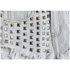 Studded Distressed Jean Shorts for an Edgy Summer Look - Cosparty