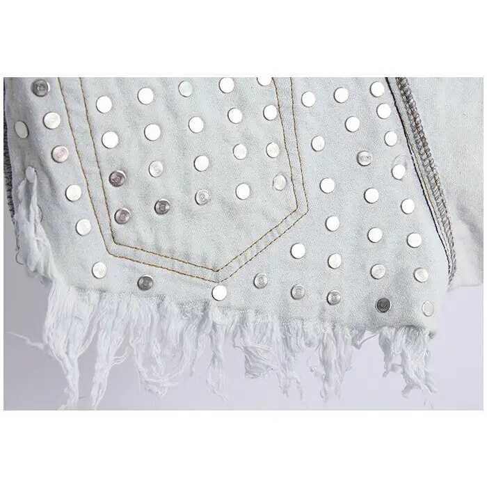 Studded Distressed Jean Shorts for an Edgy Summer Look - Shorts