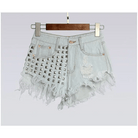 Studded Distressed Jean Shorts for an Edgy Summer Look - Cosparty