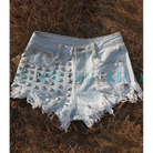 Studded Distressed Jean Shorts for an Edgy Summer Look - Shorts