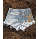 Studded Distressed Jean Shorts for an Edgy Summer Look - Cosparty