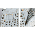 Studded Distressed Jean Shorts for an Edgy Summer Look - Cosparty