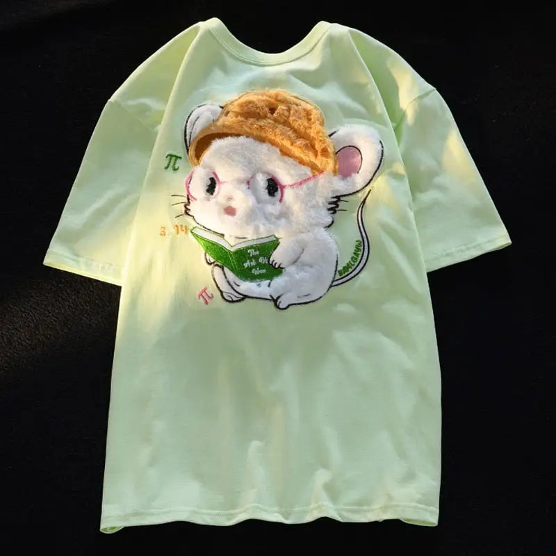 Studious hamster fluffy tee - book - gerbil - hamster - hamsters - hamtaro