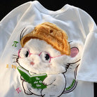 Studious hamster fluffy tee - book - gerbil - hamster - hamsters - hamtaro