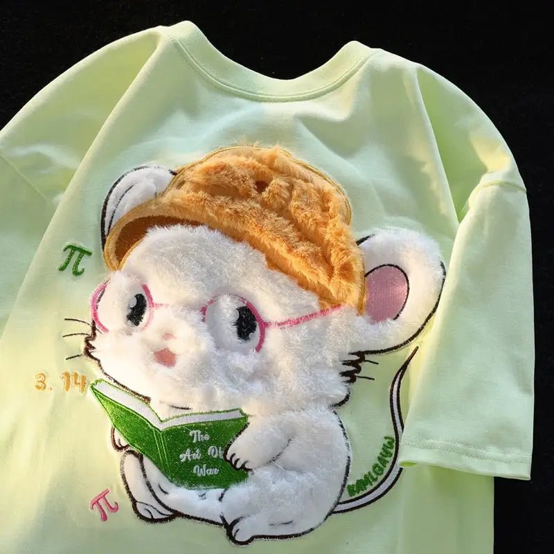 Studious Hamster Fluffy Tee for Ultimate Cuteness and Comfort - Cosparty