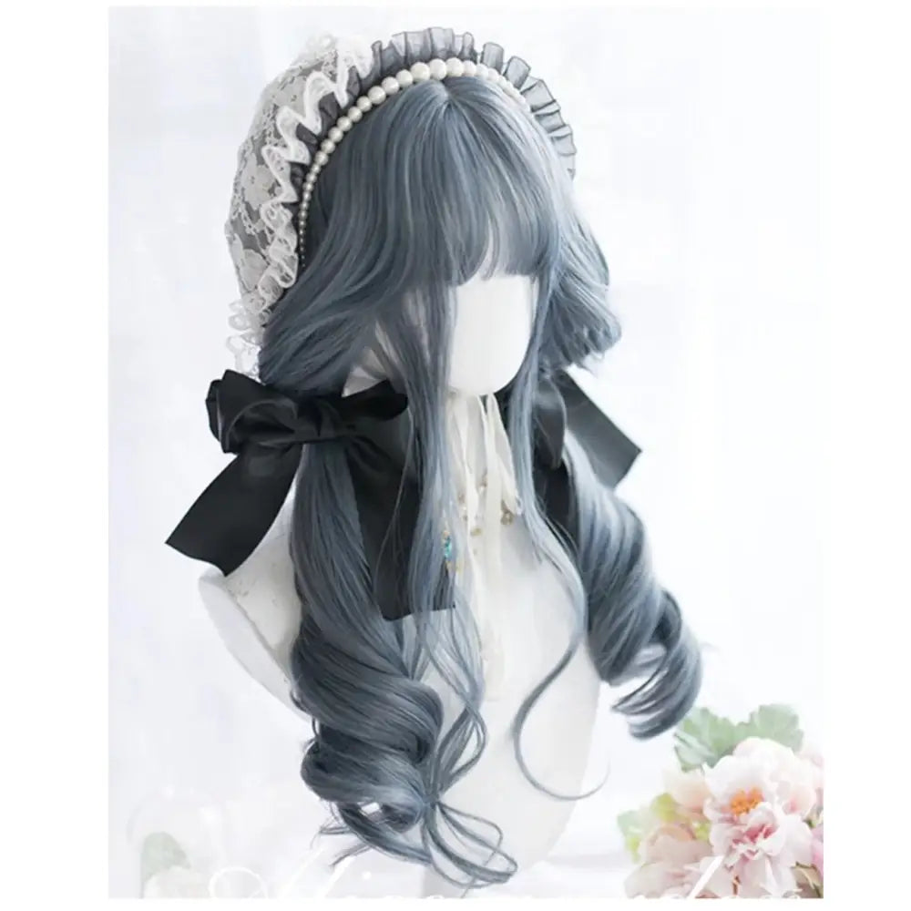 Stunning Dark Blue Silver Wavy Gothic Lolita Wig - wig