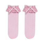 Stunning Lace Knee - High Stockings with Ruffles and Pearl Ribbon - Cosparty