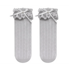 Stunning Lace Knee - High Stockings with Ruffles and Pearl Ribbon - Cosparty