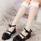 Stunning Lace Knee - High Stockings with Ruffles and Pearl Ribbon - Cosparty