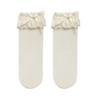 Stunning Lace Knee - High Stockings with Ruffles and Pearl Ribbon - Cosparty