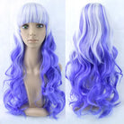 Stunning Long Cosplay Wig with Soft Fringe in Stylish Colors - Curly Blue White - Wig