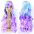 Stunning Long Cosplay Wig with Soft Fringe in Stylish Colors - Curly Blue Pink - Wig