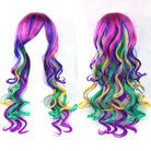 Stunning Long Cosplay Wig with Soft Fringe in Stylish Colors - Curly Multi Color - Wig