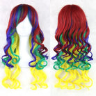 Stunning Long Cosplay Wig with Soft Fringe in Stylish Colors - Curly Bright Colors - Wig