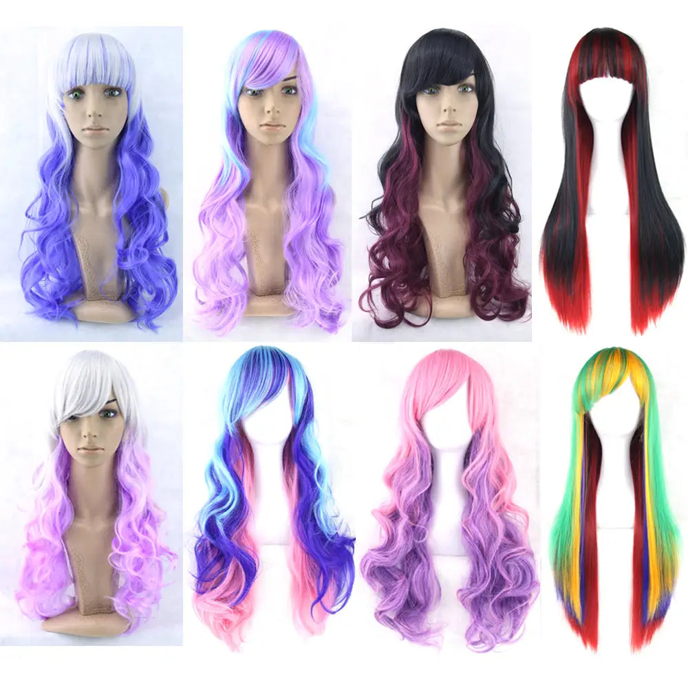 Stunning Long Cosplay Wig with Soft Fringe in Stylish Colors - Wig