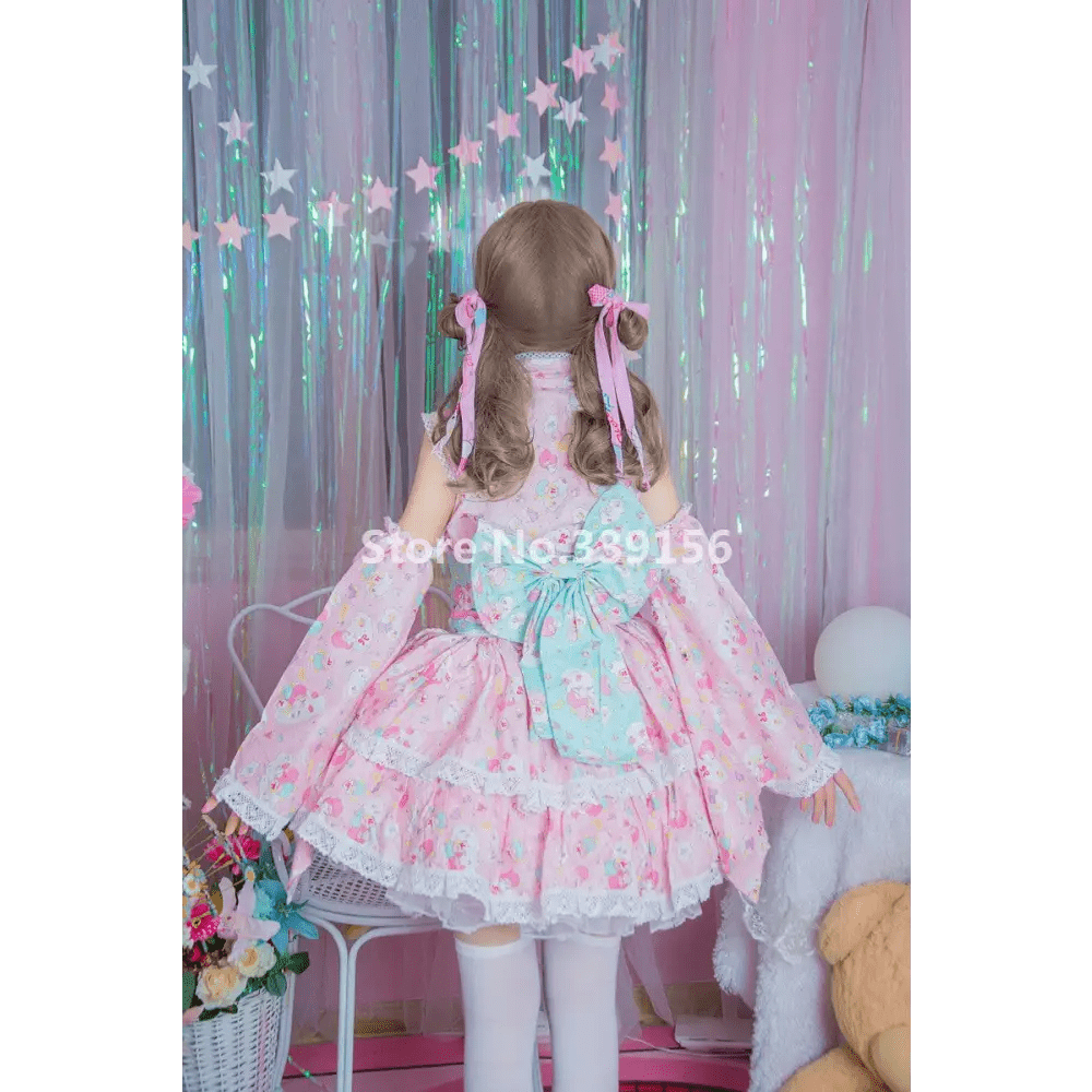 Stunning Pink or Blue Ruffled Kimono Dress in Lolita Style - Cosparty