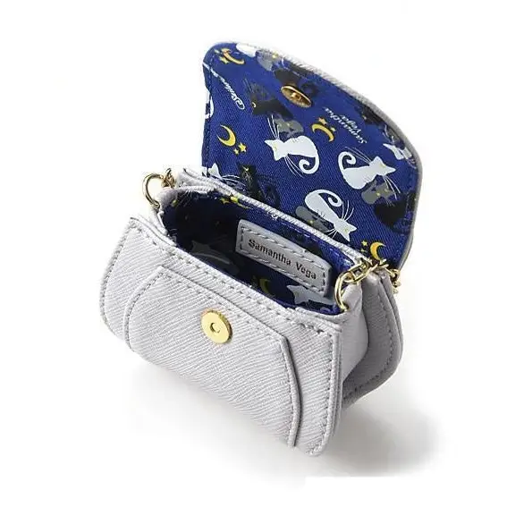 Stunning White Magical Girl Handbag with Cat Print Interior - Purse