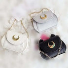 Stunning White Magical Girl Handbag with Cat Print Interior - Black - Purse