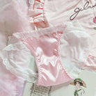 Stylish Pink Satin Panties in Beautiful Patterns - Pink Satin & Trim - underwear