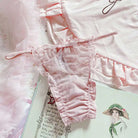 Stylish Pink Satin Panties in Beautiful Patterns - Dot Mesh Thong - underwear