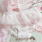 Stylish Pink Satin Panties in Beautiful Patterns - Pink Heart & Chiffon - underwear