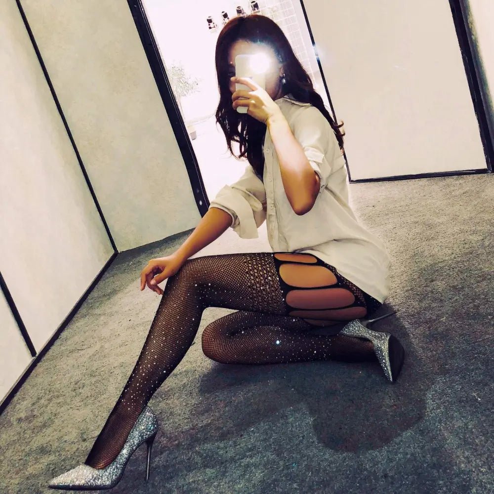 Sultry Open Gear Suspender Pantyhose for Bold Confidence and Allure - Cosparty